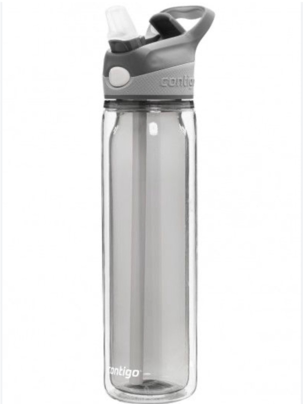 Contigo Clear Bottle with Gray Flip Straw Lid